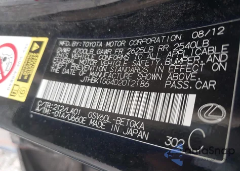 2013 Lexus Es 350 z USA, uszkodzony, nr VIN JTHBK1GG4D2012186